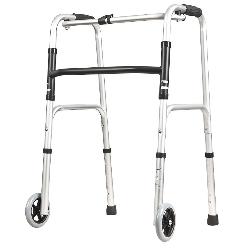 Deluxe Zimmer Frame Walker With Wheels- Folding Aluminium Walking Frame by DJMed