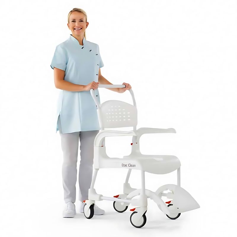 Etac Clean Mobile Shower Commode - Attendant Propelled Wheelchair