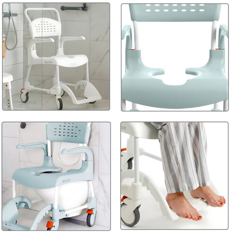 Etac Clean Mobile Shower Commode - Attendant Propelled Wheelchair