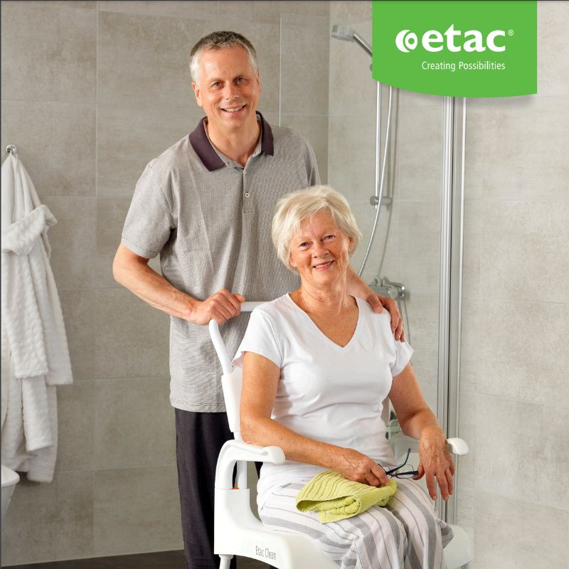 Etac Clean Mobile Shower Commode - Attendant Propelled Wheelchair