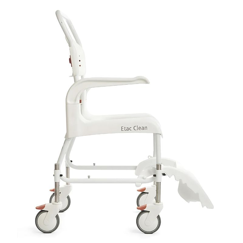 Etac Clean Height Adjustable Shower Commode - Attendant Propelled Wheelchair