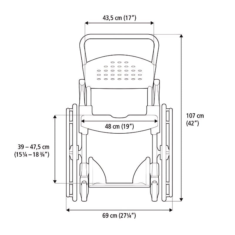 Etac Clean Self Propelled Mobile Shower Commode - Etac Clean 24" Rear Wheels