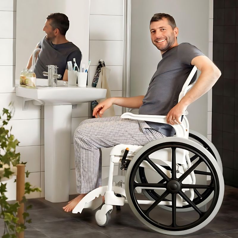 Etac Clean Self Propelled Mobile Shower Commode - Etac Clean 24" Rear Wheels