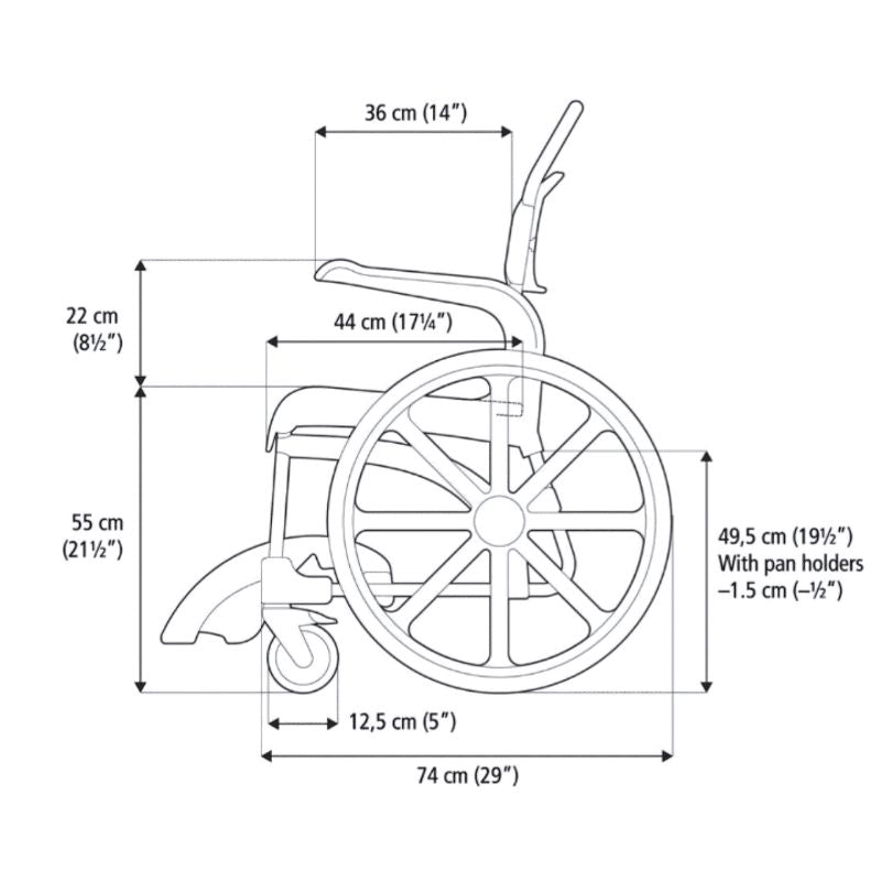 Etac Clean Self Propelled Mobile Shower Commode - Etac Clean 24" Rear Wheels