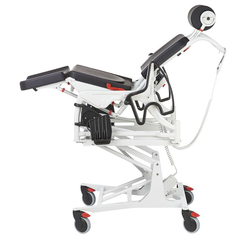 Rebotec Phoenix Multi_Tilt-in-Place and Electric Lift Commode Shower Chair Inclined - HypaCare.com.au