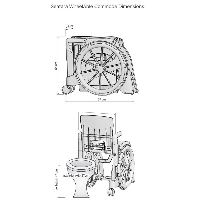 Seatara WheelAble Travel Shower Commode Wheelchair