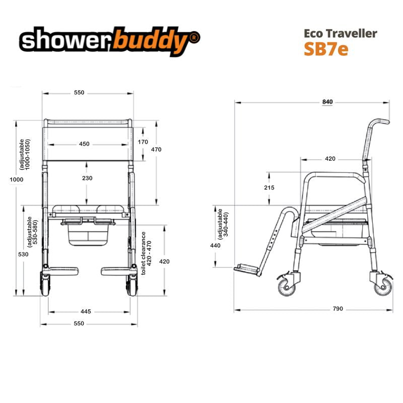 Showerbuddy Eco Traveller-Folding Shower Commode Chair For Travel